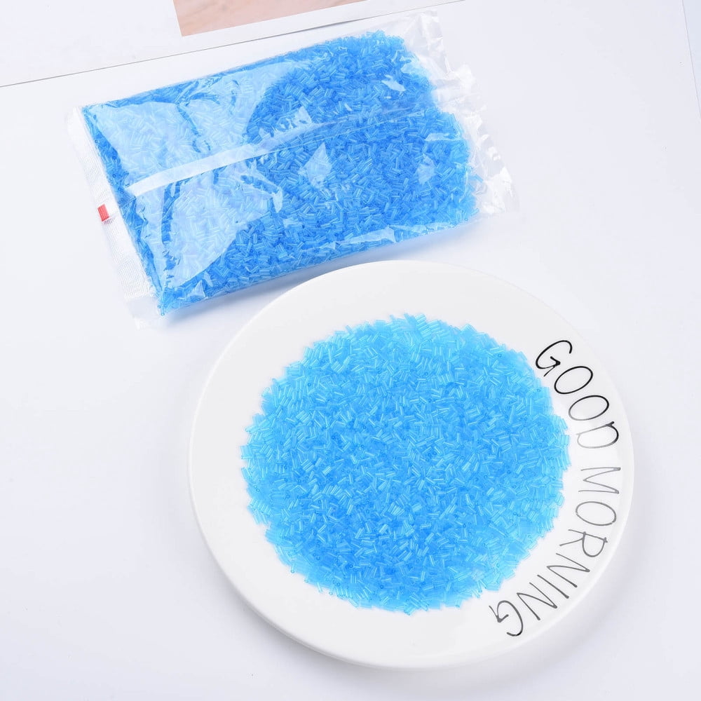 1Pound Transparent Glass Bugle Beads Round Hole Deep Sky Blue 3~8x2mm Hole: 0.7mm 450g/pound DIY