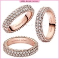 thumbnail image 4 of Anillo brillante para mujer, sortija con corazones brillantes,sortija de Triple fila, Pavé atemporal, círculo transparente, redondo,joyería fina de circonia cúbica transparente, regalo, 4 of 4