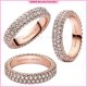 thumbnail image 4 of Anillo brillante para mujer, sortija con corazones brillantes,sortija de Triple fila, Pavé atemporal, círculo transparente, redondo,joyería fina de circonia cúbica transparente, regalo, 4 of 4