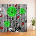 thumbnail image 2 of Rustic Dahlia Shower Curtain Farm Floral Orange Flower Butterfly Abstract Branch Vintage Wooden Plank Shabby Barn Door Retro Farmhouse Spring Plant Fabric Bathroom Curtain with Hook, 2 of 3