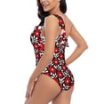thumbnail image 4 of Cauagu Red Floral Print Women's Sexy One Piece Swimsuits One Shoulder Ruffle Tummy Control Bathing Suit Slimming Swimwear-Medium, 4 of 6