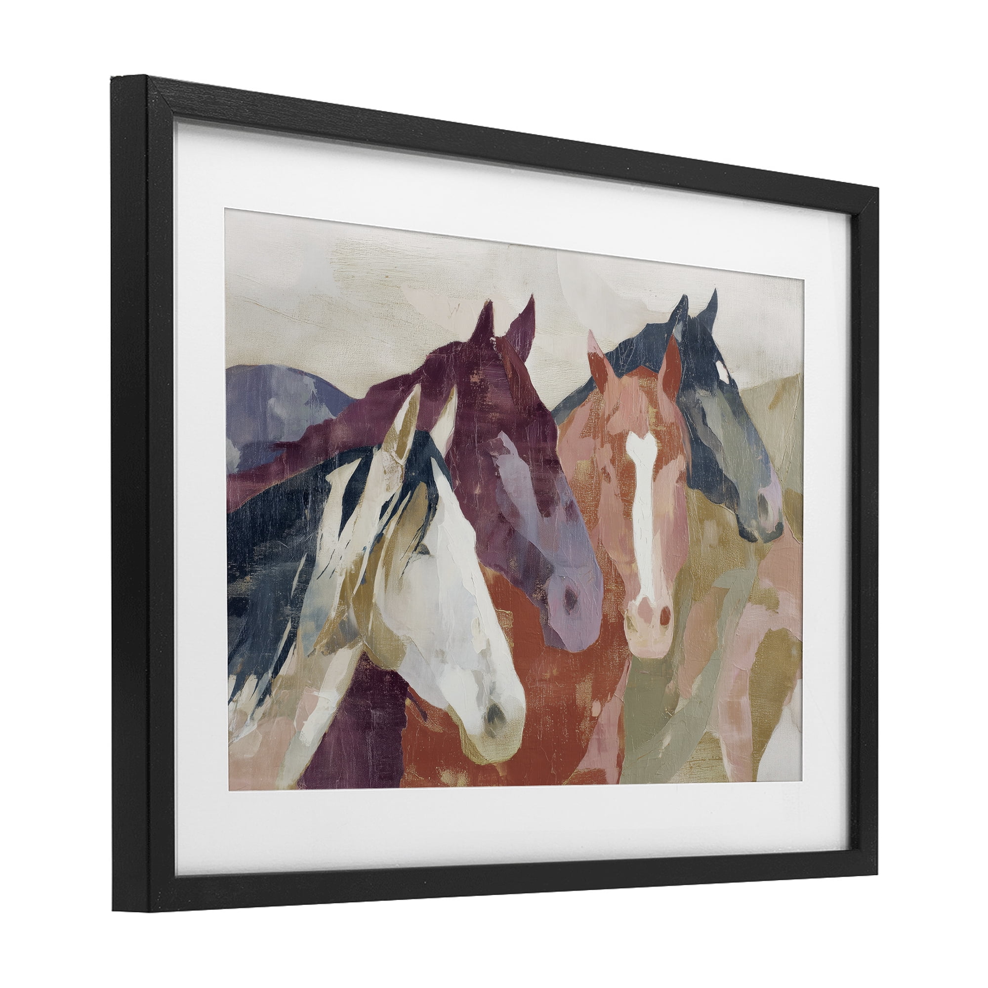 Stupell Industries Calm Horses Abstraction Black Framed Print Under Glass, design by Chromatic Storm Studio