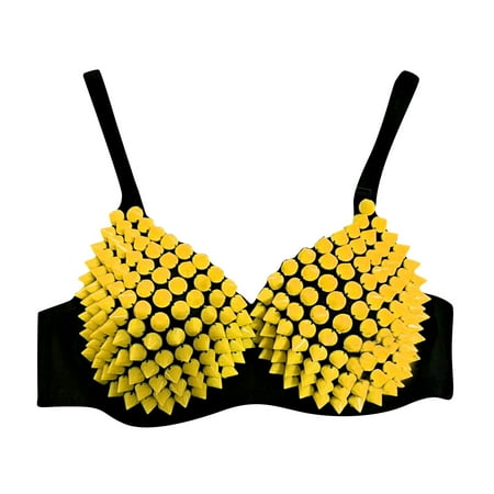 

Henpk Bras for Women Women S Fashion Rhinestone Sexy New Punk Lady Goth Silver Party Studded Bra