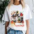 thumbnail image 2 of Cute Cat,Happy Hallothanksmas Tshirt, Halloween Thanksgiving Christmas Shirt, Holiday Season Tee, Turkey Gift, Vintage Ghost ,Merry Christmas, 2 of 5