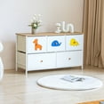 thumbnail image 4 of FRAPOW Dresser with 5 Drawers, Storage Drawers, Chest of Drawers with Fabric Bins, Storage Tower with Fabric Drawers, Long Dresser with Wood Top, White, 4 of 6