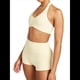 thumbnail image 3 of Conjuntos Entrenamiento para Mujer 2 Piezas,Sujetador Deportivo con Cuello Halter y Arrugas,Pantalones Cortos Ciclista Cintura Alta,Ropa Ejercicio para Gimnasio Yoga Albaricoque M, 3 of 9