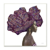 Stupell Industries Female Portrait Strong Headwrap Purple Gold Culture Artwork Graphic Art Unframed Art Print Wall Art, 12x12, by James Wiens