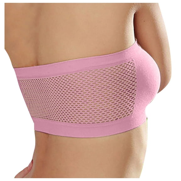 SCSAlgin Women Bandeau Crop Tube Top Strapless Bra Full-Coverage Wireless Bra Padded Tank Bandeau Bra Seamless