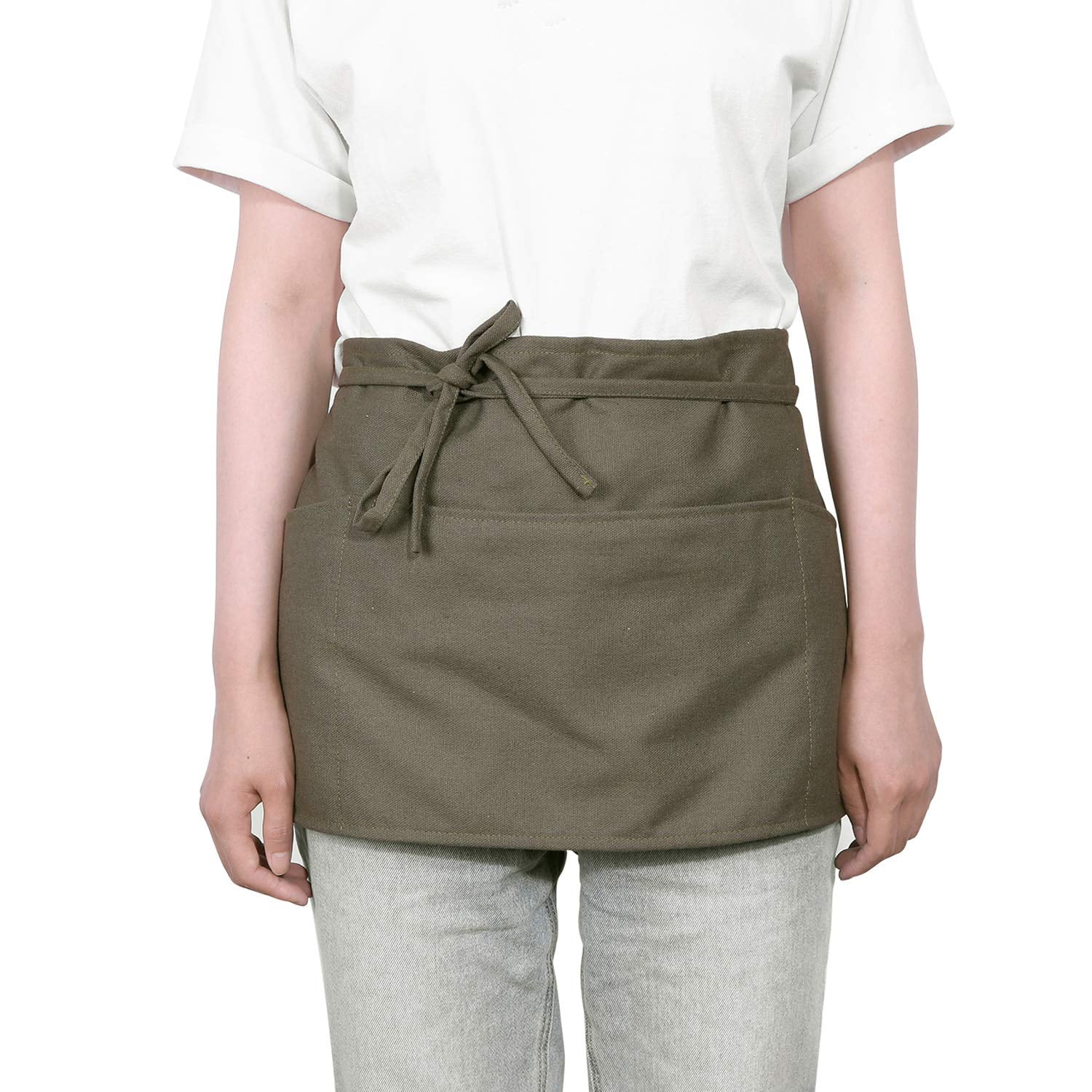 Waist Apron with 3 PocketsWaitress Server Short Half Apron for Men