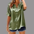 thumbnail image 4 of NuoCaiYun Womens Satin Blouse Short Sleeve Silk Tops Casual Button Down Shirts Business Casual Work Tshirt Outfits, 4 of 6