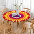 thumbnail image 3 of Colorful Rainbow Tie Dye Spiral Pattern Round Fitted Tablecloth with Elastic Edge,Dining Table Cover Waterproof,Outdoor Round Tablecloth for Camping,Dining,Indoor and Outdoor, 3 of 7