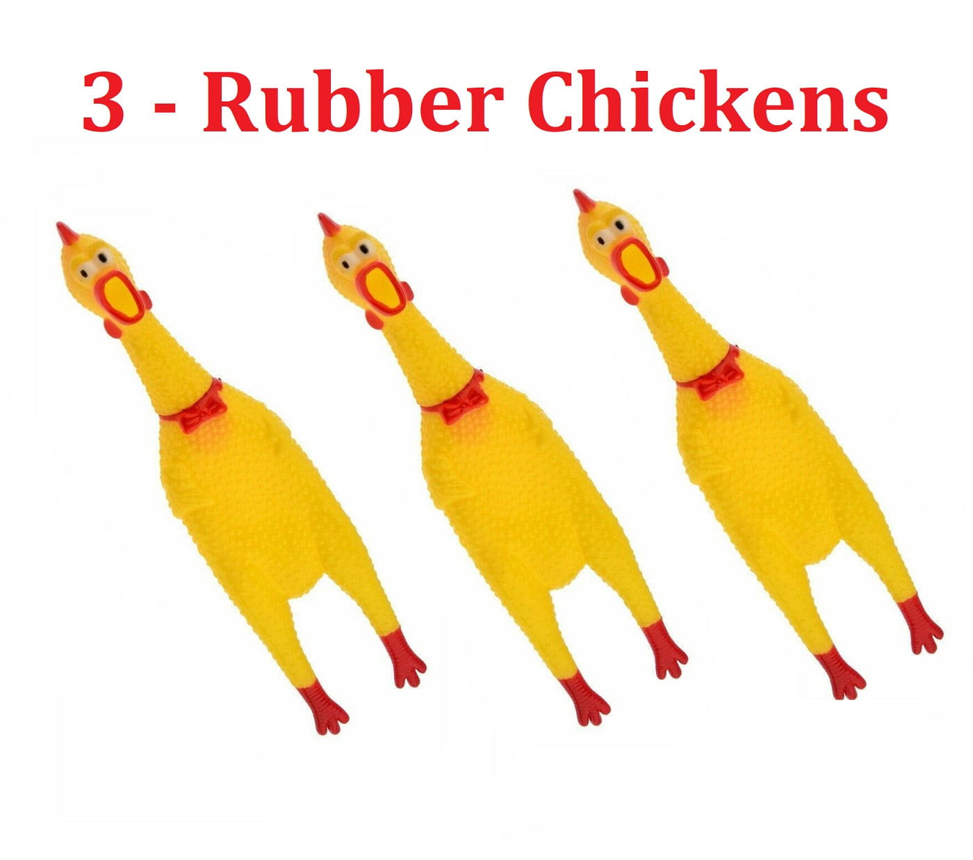 3 Fun Pet Dog Shrilling Rubber Chicken Chew Sound Squeeze Screaming Toy 12" Inches