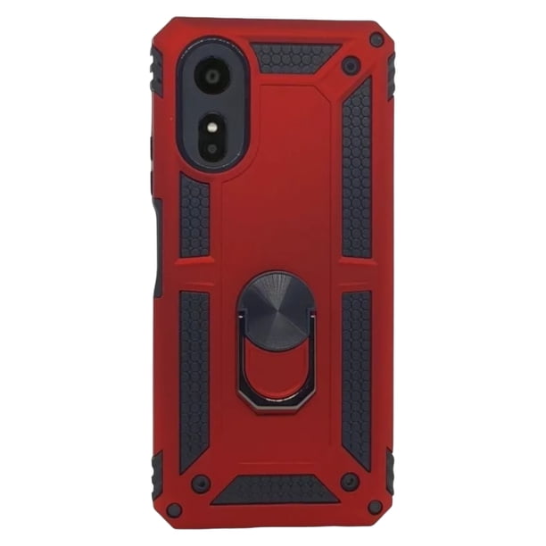 Funda Uso Rudo Con Anillo Magnético Para Oppo A17 Rojo Cely Vesmir Más 2 Micas De Cristal