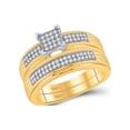 thumbnail image 2 of Diamond Princess 10kt Yellow Gold His Hers Diamond Square Cluster Matching Wedding Set 3/8 Cttw, 2 of 3