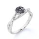 thumbnail image 4 of JeenMata Anillo de Compromiso Moderno con Diseño Retorcido de 1,1 Uds, Cuarzo Rutilado Negro Redondo y Moissanita, Anillo de Promesa Ramita, Oro Blanco 18 K sobre Plata, 4 of 6