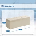 thumbnail image 4 of Storage Ottoman Bench Folding Chest Footrest Stool MDF Frame Lid Cream 43", 4 of 17