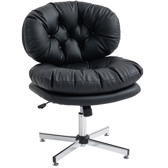 Armless Black Office Chair | Adjustable Height Task Chair for Home & Study - 25.6" x 25.6"