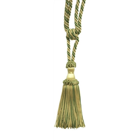 Light Gold, Olive Green Decorative Chainette Tieback, 5 3/4 inch Tassel Length, 30 inch Spread (embrace), Style# ECTB COLOR: SUNFLOWER - 8963