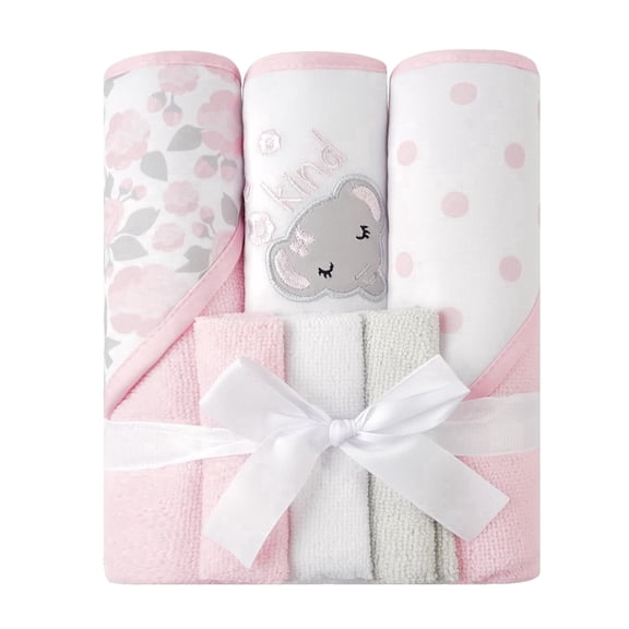 Baby Towels and Baby Wash Cloths Set Hooded Towels Wipes Absorbent Bath Face Towels Burp Cloths or Face Towels for Girl Boy 6-Pack