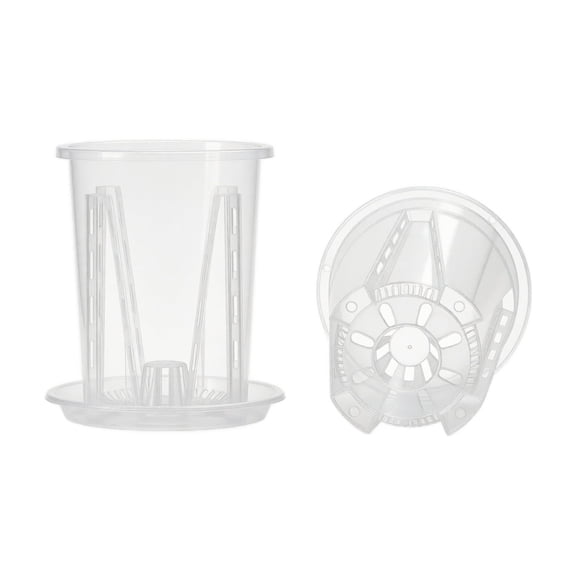 6.3 Inch Clear Plastic Orchid Pot with Tray,Slotted Transparent Planter for Visible Roots and Aeration,Orchid Repotting Pot