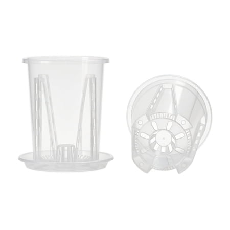 5.5 Inch Transparent Orchid Pot with Saucer Clear Root Control Plastic Planter for Phalaenopsis Breathable Slotted Pot for Orchids