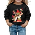 thumbnail image 1 of FYEGRE Chandail en Molleton de Rassemblement de Vacances pour Filles Imprimé Festif Manches Longues Col Rond Chandail Confortable pour Vacances Noir 9-10 Ans, 1 of 4