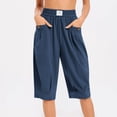 thumbnail image 4 of SHE IS Womens Baggy Harem Capri Pants Wide Leg Lounge Elastic Waist Sweatpants Casual Beach Trousers with Pockets, 4 of 6