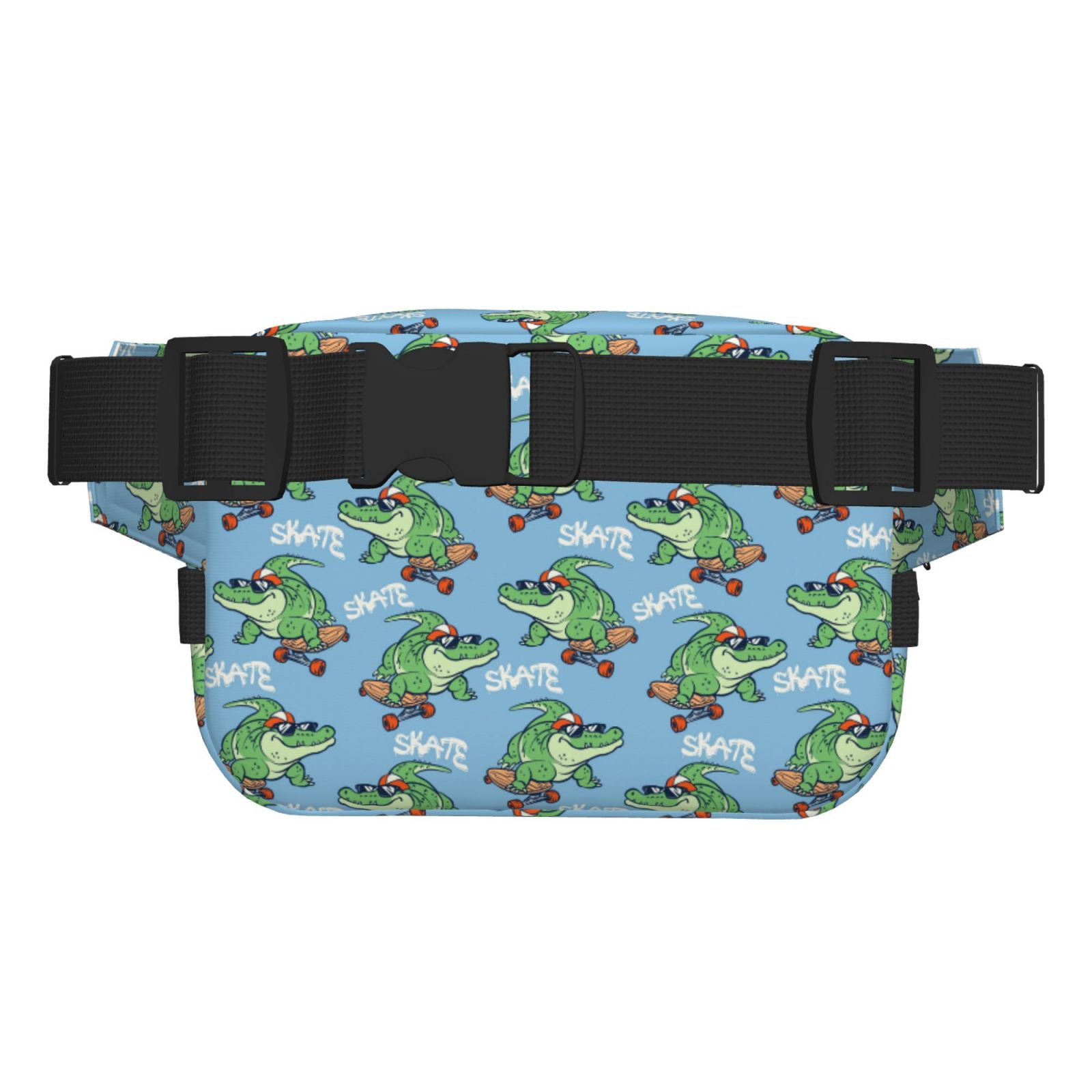 Kdxio Crocodile Riding Skateboard Crossbody Double Layer Waist Bag Belt Bag for Unisex Fanny Pack Fashion Waist Packs for Hiking Running Shopping Traveling