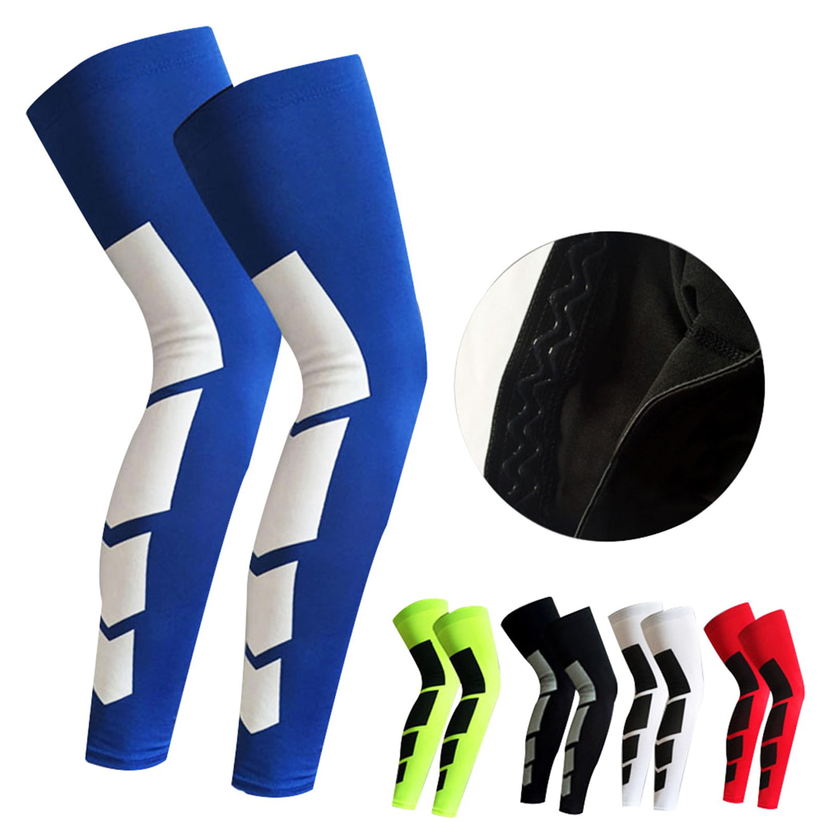 M Baiyu 1 Pair Knee Leg Shin Long Sleeve Basketball Compression Guard Protector Gear Stretch Shin Sleeves Covers Antislip Injury Relief for Running Cycling Rugby Football Crossfit Various Colors 