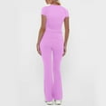 thumbnail image 5 of BYHONG Womens Elegant Solid Color Sport Shirt Tops Wide Leg Pants Trousers Suit Womens Pant Suits Pink M, 5 of 9