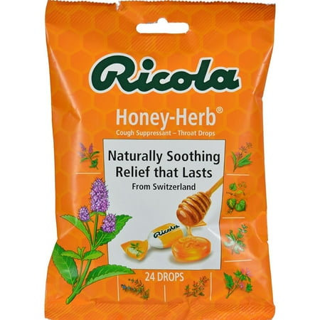 5 Pack Ricola Honey Herb Naturally Soothing Relief 24 Drops Each