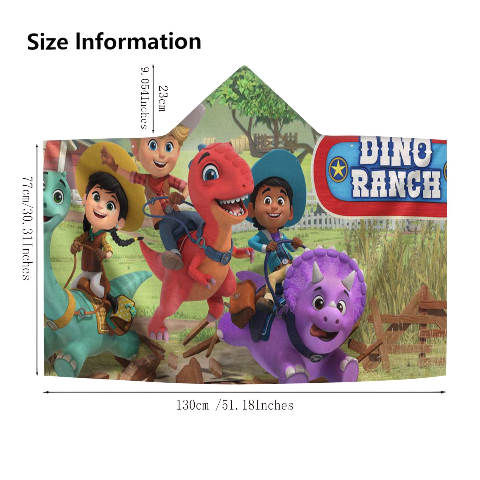 Dino Ranch Hooded Kids Beach Towels Microfiber Bath Hat Toddler Swim Cover-ups Poncho Absorbent Pool Wrap
