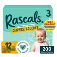 thumbnail image 1 of Rascals Premium Absorbent Baby Diapers Size 3, Mega Carton, 200 Count includes 5 99% Water Premium Wipes, 1 of 8
