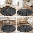 thumbnail image 5 of Ink Black Arches 5' Round Rug for Dining Table for 4 People Under Table Placement, Abstract Modern Minimalist Curves Line Geometric Washable Non Slip Circle Area Rug, 5 of 9