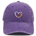 thumbnail image 2 of Baseball Hats Washed Unisex Baseball Cap Embroidered Heart Football Design Adjustable Low Profile Sports Sun Hat, 2 of 3