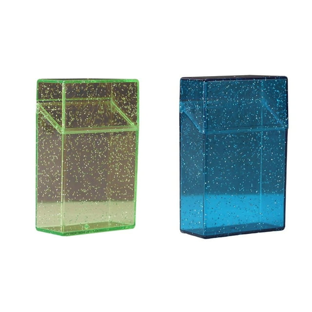 Estuche protector portátil para cigarrillos, 2 unidades, con tapa abatible, para exhibir cigarrillos, ideal como regalo para fumadores. Azul verde