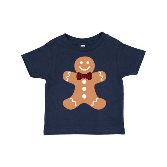 Inktastic Cute Gingerbread Man with Red Plaid Bowtie Boys or Girls Toddler T-Shirt