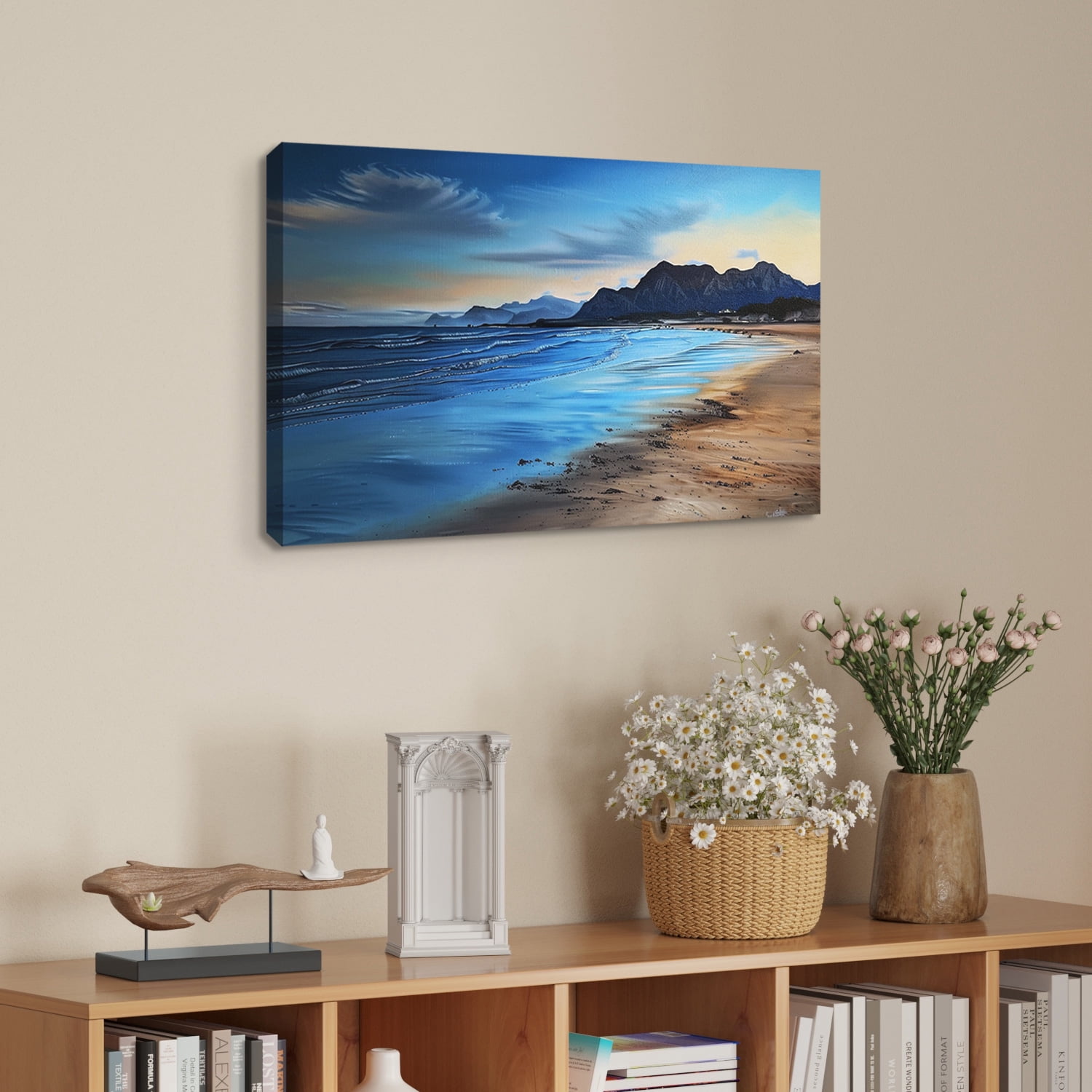 Beach Wall Art Ocean Wall Art Beach At Dusk Canvas art Framed wall art Painting For Livingroom Decor Office Bedroom Decoration