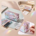 thumbnail image 7 of romoty Holographic Clear Pencil Case, Orange Iridescent Zipper Stationery Pouch Portable Cosmetic Makeup Bag for Desk Office Adults, 7 of 7