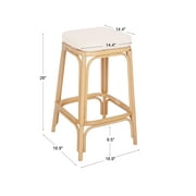 Set of 2 Natural Rattan Beige Bar Stools Exotic Boho Dining Room
