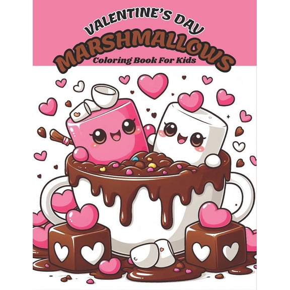 Valentine's Day Marshmallows Coloring Book for Kids, (Paperback)