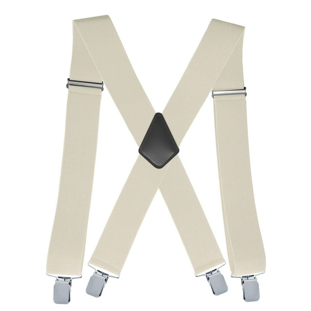 Tirantes blancos Tirantes anchos para hombre Tirantes elásticos ajustables para hombre con clips fuertes, 5 cm de ancho, 120 cm de largo