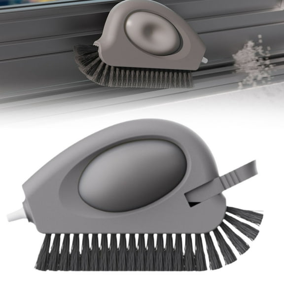 2 In 1 Window Track Cleaning Brush With Hidden Scraper Tool Multifunction Sliding Door Track CleanerforWindow Seals And Narrow Gaps Press Activated Air Blowing FunctionforDebris Removal