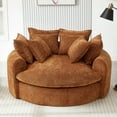 thumbnail image 2 of Oversized Chaise Lounge Chair Indoor, 60" Round Chenille Deep Seat Cloud Couch with Dual-Layer Cushion, Sleeper Boneless Couch Accent Chair for Living Room, Orange, 2 of 9