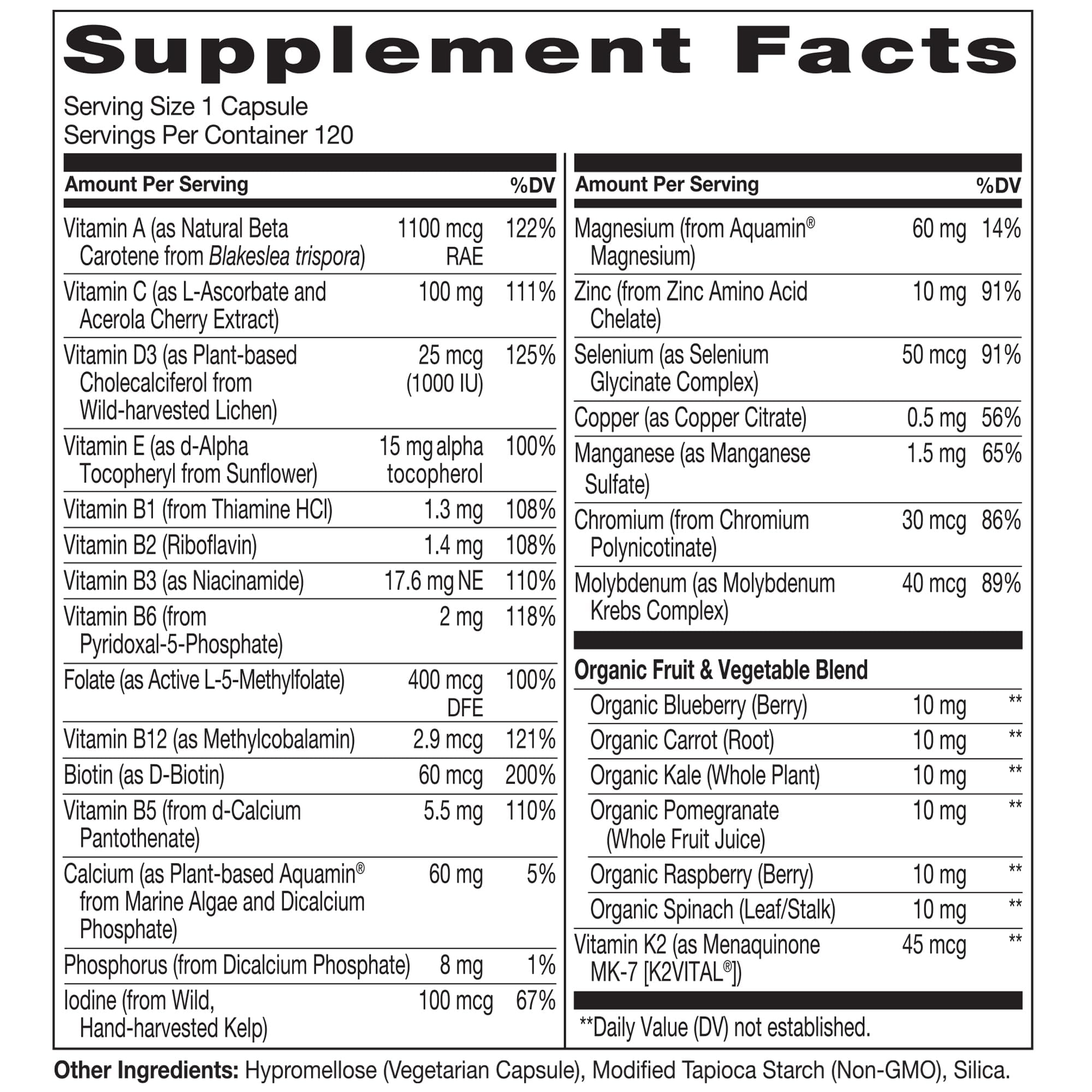 NATURELO Mens Multivitamins for Men 50+ - One Daily Multivitamin for Men with Vitamins, Minerals & Organic Whole Foods, Boost Energy & Health, Non-GMO, 120 Vegetarian Capsules