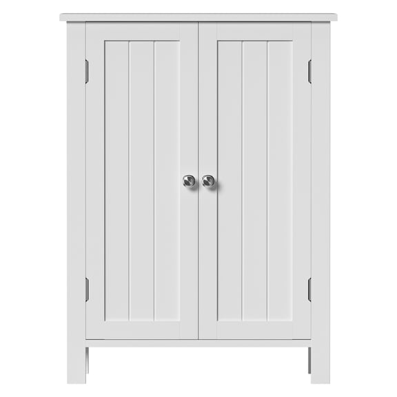 SuperDeal White Bathroom Floor Storage Cabinet Adjustable Shelf Cupboard 3 Shelves MDF