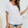thumbnail image 2 of yillto Womens Summer Shirts Short Sleeve V Neck Basic Solid Color Loose Side Ruched Causal Tshirts, 2 of 6