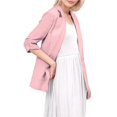 thumbnail image 3 of Chaqueta de Trabajo Informal Ligera para Mujer, con Solapa, Mangas Cuartos, Plisada Elástica, Forrada y Bolsillos Rosa L, 3 of 9