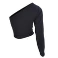 thumbnail image 4 of One Sleeve Top Women T-Shirt Long Sleeve - One Shoulder Casual Wear Black Size M 1Pack, 4 of 5