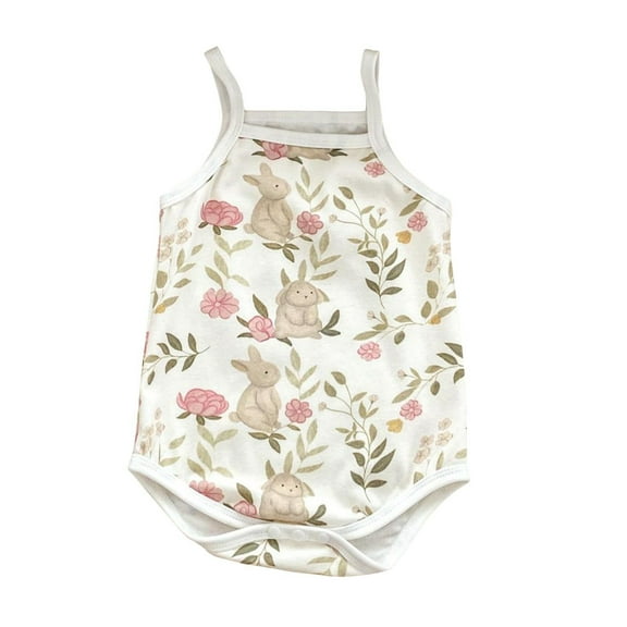 Baby Bodysuit Sleeveless Unisex Newborn Funny Printing Romper Jumpsuits Summer Casual Spaghetti Strap Onesies, Beige, 9 Months